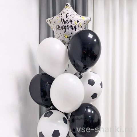 Фонтан из 10 шаров для любителя футбола на день рождения