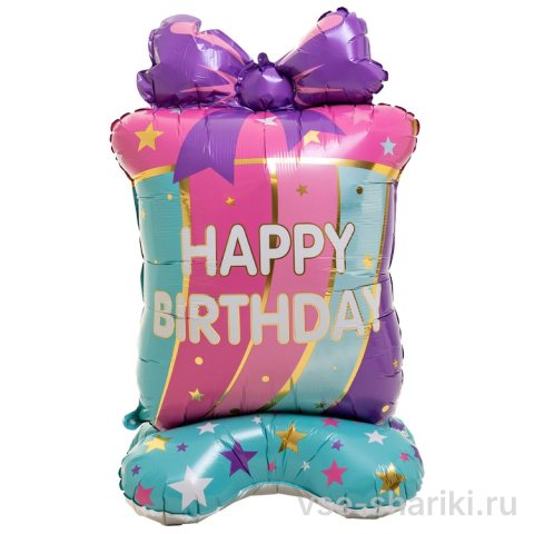 Фигура-подарок с бантом и надписью Happy Birthday, 150 см