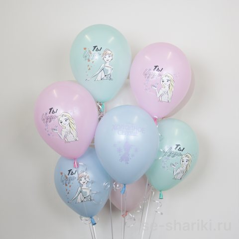 Шары пастельных оттенков с Анной и Эльзой, 30 см
