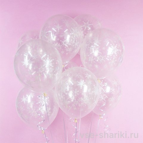 Шар прозрачный со снежинками разного размера, 30 см