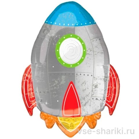 Фигура серой ракеты с красными крыльями, 73 см