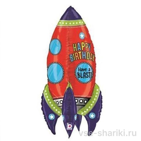 Фигура-ракета из фольги с надписью Happy Birthday