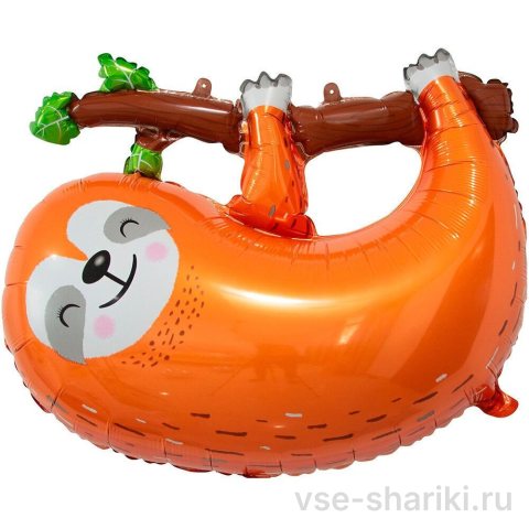 Фигура ленивца на древесной ветке, оранжево-коричневая, 79 см