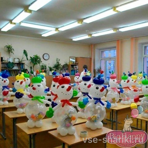 Фигура-сюрприз снеговик с подарком в прозрачном шаре