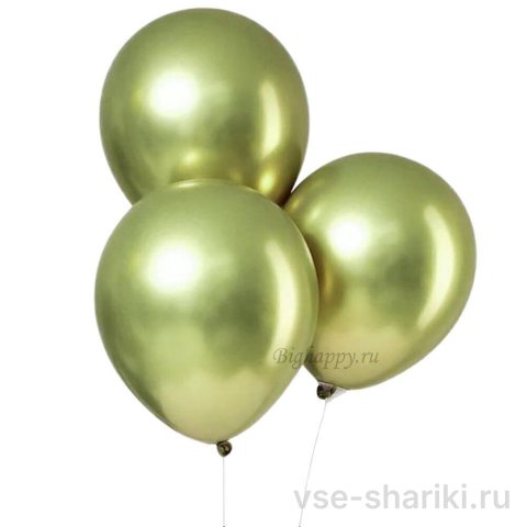 Шар салатовый хромированный с гелием, 30 см